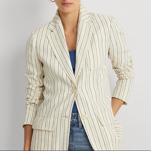 Ottod'Ame Cream and Black Striped Blazer - Picture 1 of 9